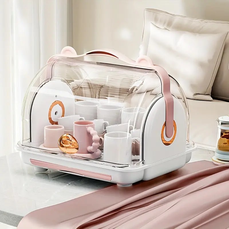 Baby Desktop Storage Box With Lid, Dustproof Bottle, Drain Storage Rack, Baby Tableware, Food Supplement Tool, Finishing And Storage