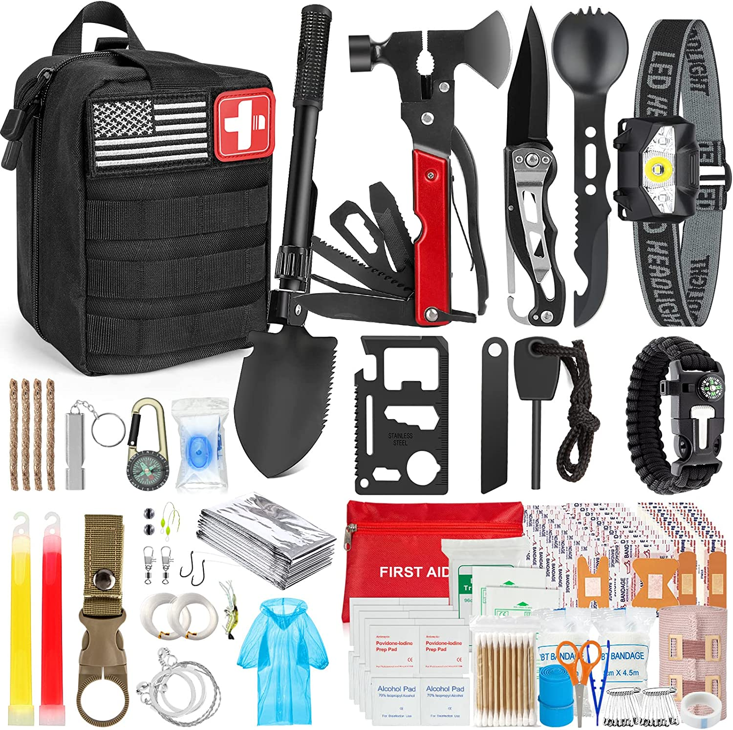 Emergency Survival Kit 176Pcs Gifts for Men Dad Husband Survival Gear Tool Kit S