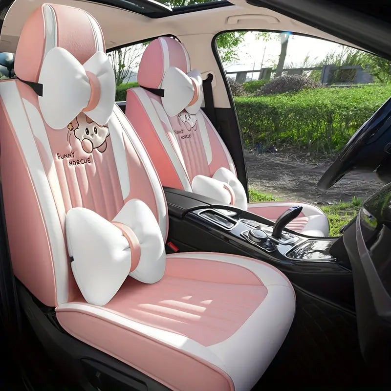 Car Seat Cushion Four Seasons Universal Seat Cover Fully Encircling Seat Cushion Faux Leather New Cartoon Goddess Special Breathable Seat Cover