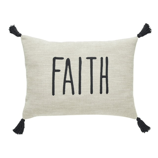 Mainstays Faith Decorative Pillow, 14x20, Tan & Black